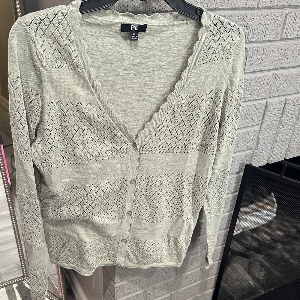Frye Cream Button-Up Cardigan